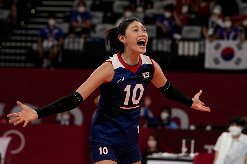 No. 2 on the list was Kim Yeon-koung, captain of the national women's volleyball team, shown here celebrating Korea's upset win over Turkey on Aug. 4 in the quarterfinals of the 2020 Tokyo Summer Olympics.