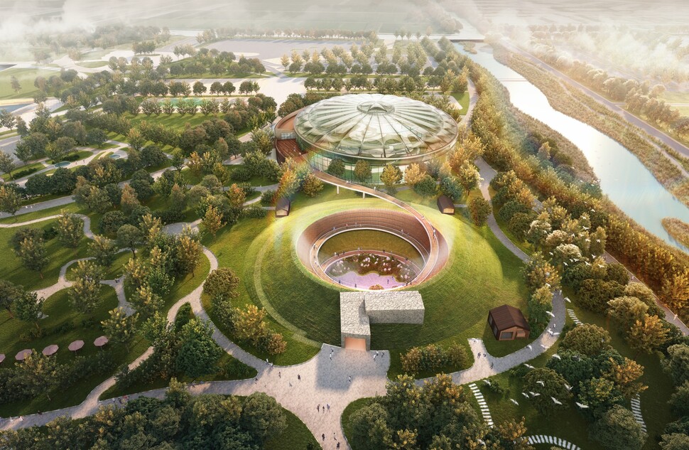 A bird's-eye view of the National Garden Botanical Garden and Secret Garden to be presented at the 'Suncheon Bay International Garden Expo' opening on March 31, 2023. Provided by Suncheon City