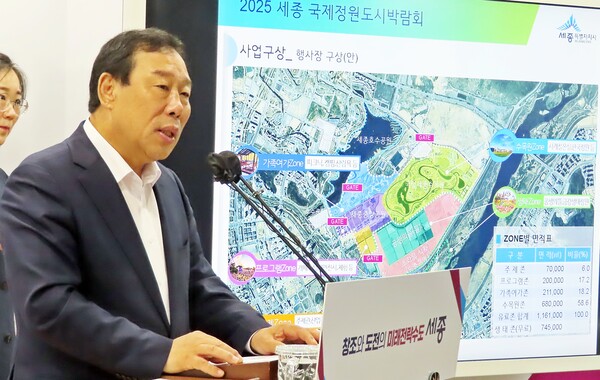 Mayor of Sejong City, Choi Min-ho, announces, this August in 2023, the basic plan of the Sejong International Garden City Expo 2025